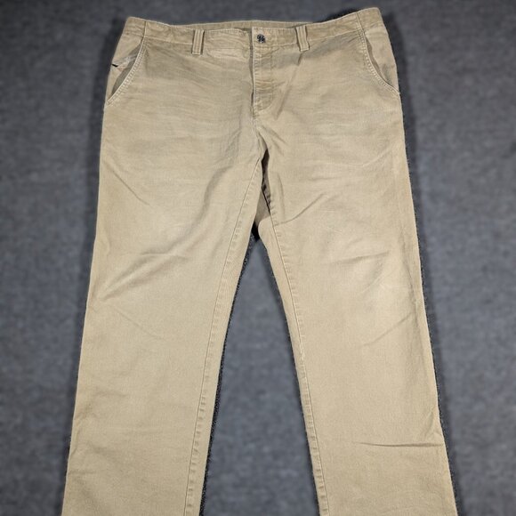 Roundtree & York Mens 40x32 (Fits 42x31) Khaki Flat Front Straight Chino Pants - Picture 1 of 8